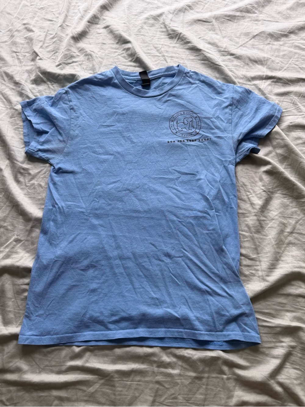 Ron Jon Light Blue Short Sleeve Tee with Small Chest Logo